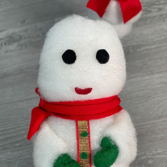 Two Vintage Spun Cotton Batting Snowman and Lady Winter Holiday Christmas Mr Mrs - Picture 7 of 10